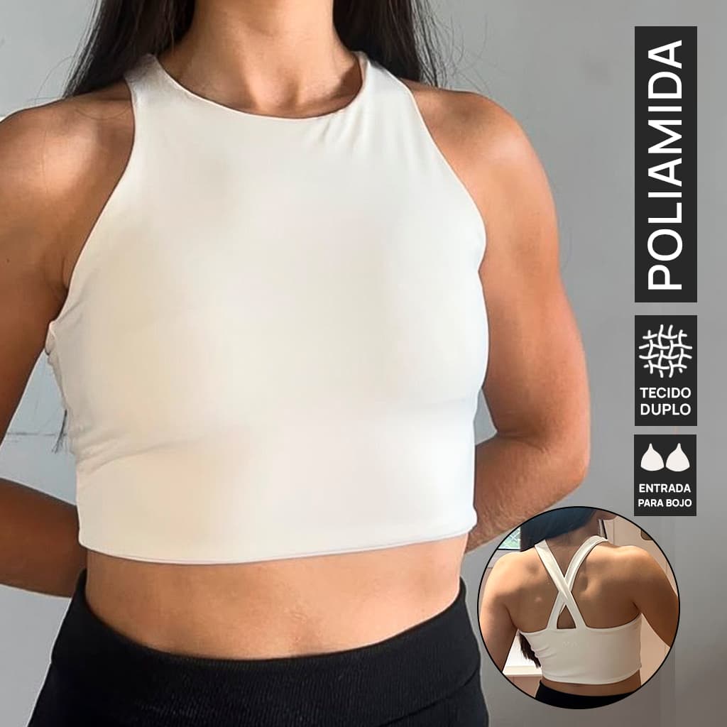 Cropped feminino top treino top academia regata lisa poliamida cropped com sustentação cropped corrida