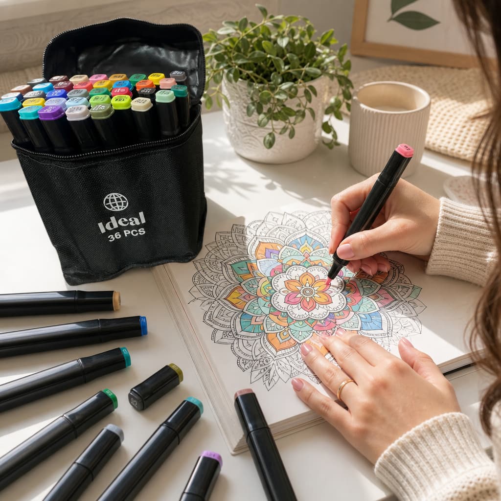 Estojo 36 Canetas Hidrográficas Colorir Escolar Artístico Desenho Pintura Premium Completo Atacado Top