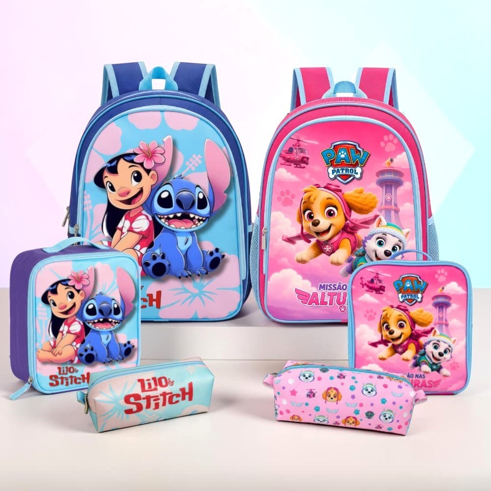 Mochila Escolar Infantil Menina Feminina + Lancheira Térmica + Estojo