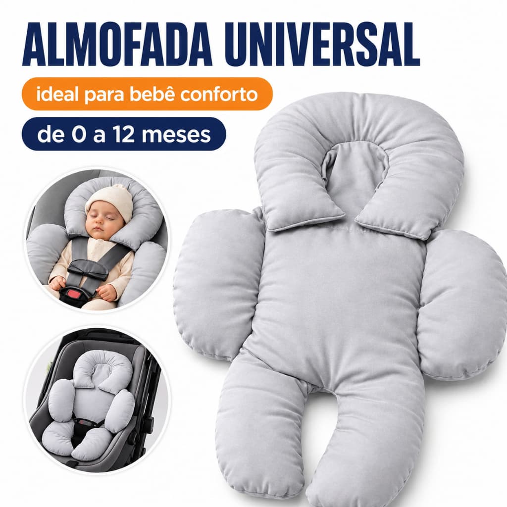 Almofada Redutor Bebê Conforto Universal Anatômica Kit 2 Peças Estampas Premium