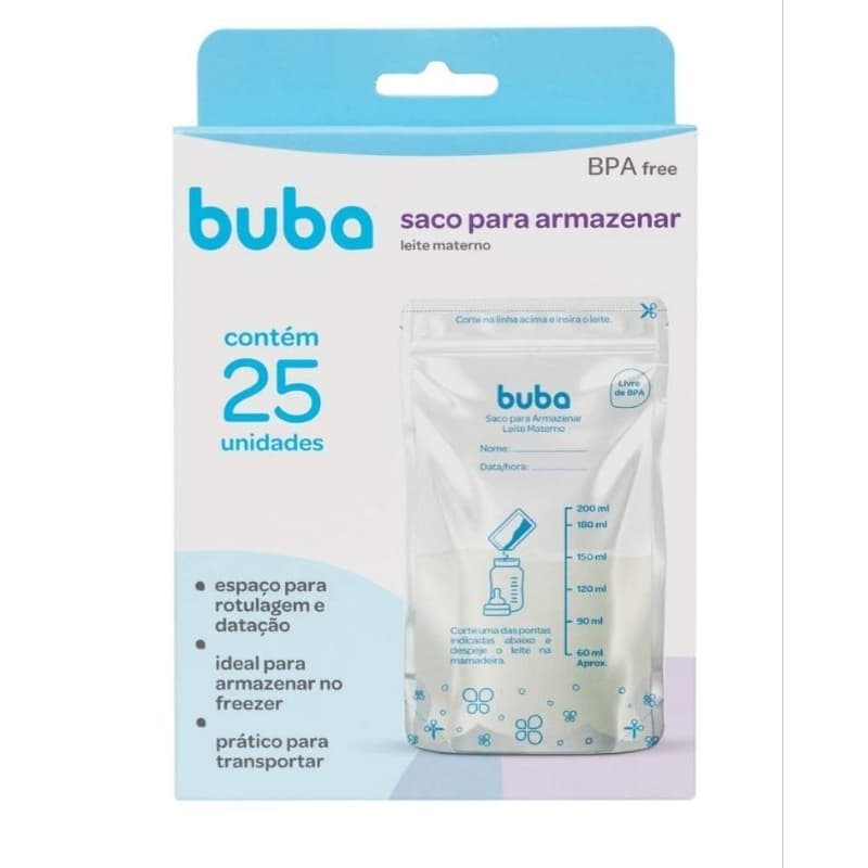 25 Unidades Sacos Buba 200ml para Leite Materno
