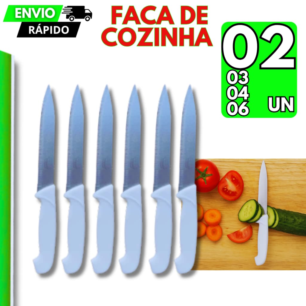 2/3/4/6 Facas Para Cortar Legumes Descascar de Aço Inox Faquinha Pequena Descascadora Afiada 3,5"