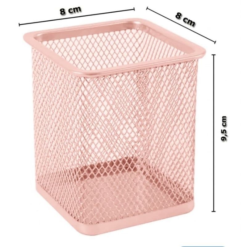 Porta Caneta E Lápis Aramado Quadrado Organizador De Mesa Escritório E Papelaria