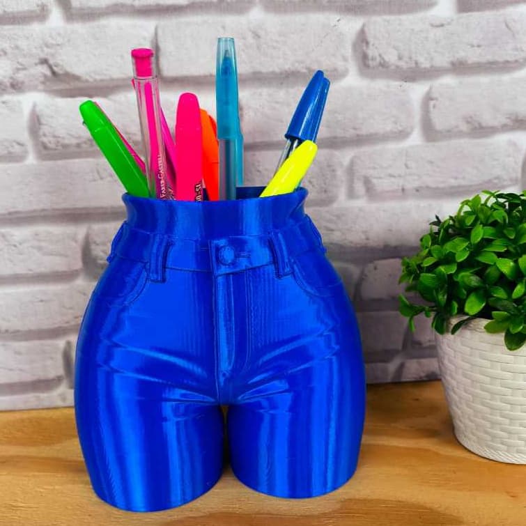 Porta Canetas Jeans ​Porta Caneta Shorts Jeans Divertido ​Organizador de Mesa Criativo 3D ​Porta Lápis Moderno
