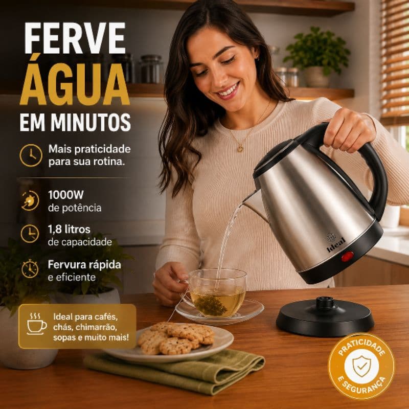 Chaleira Eletrica Inox 18 Litros Potente 1500w Aquecimento Rápido 220v