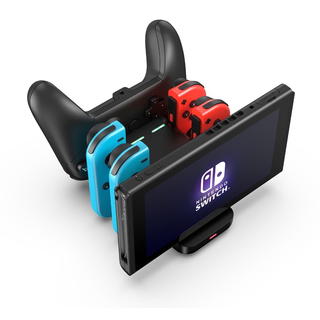Base Carregadora Switch Joycon Pro Controller Estação Carga 6 Em 1 Suporte Indicador LED