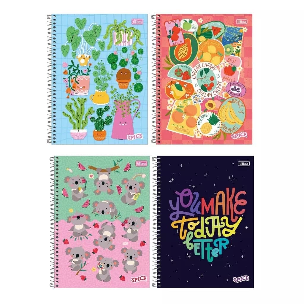 Caderno Universitário Spice Capa Dura 01, 10, 12, 16 e 20 Matérias Tilibra 2027 | Escolar Feminino