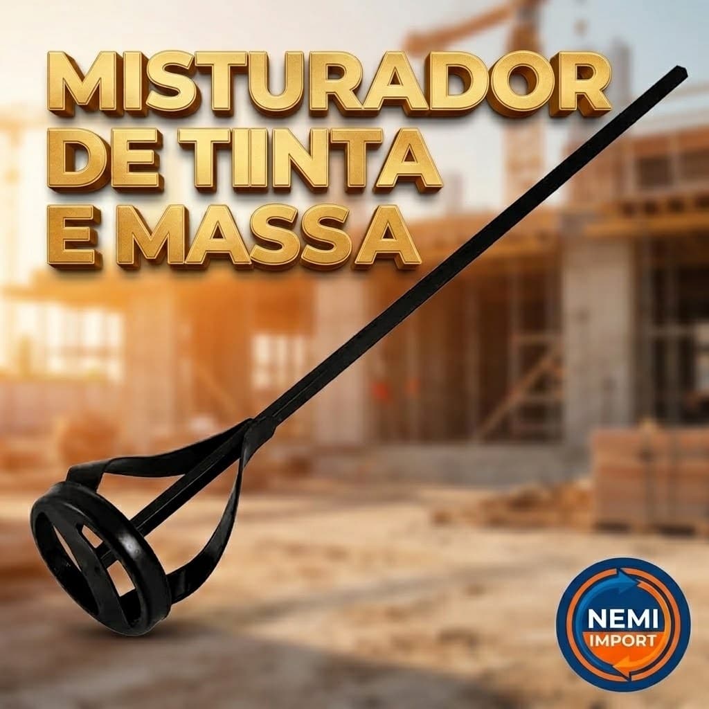 Misturador De Tinta E Massa Para Furadeira 52cm Aço Preto