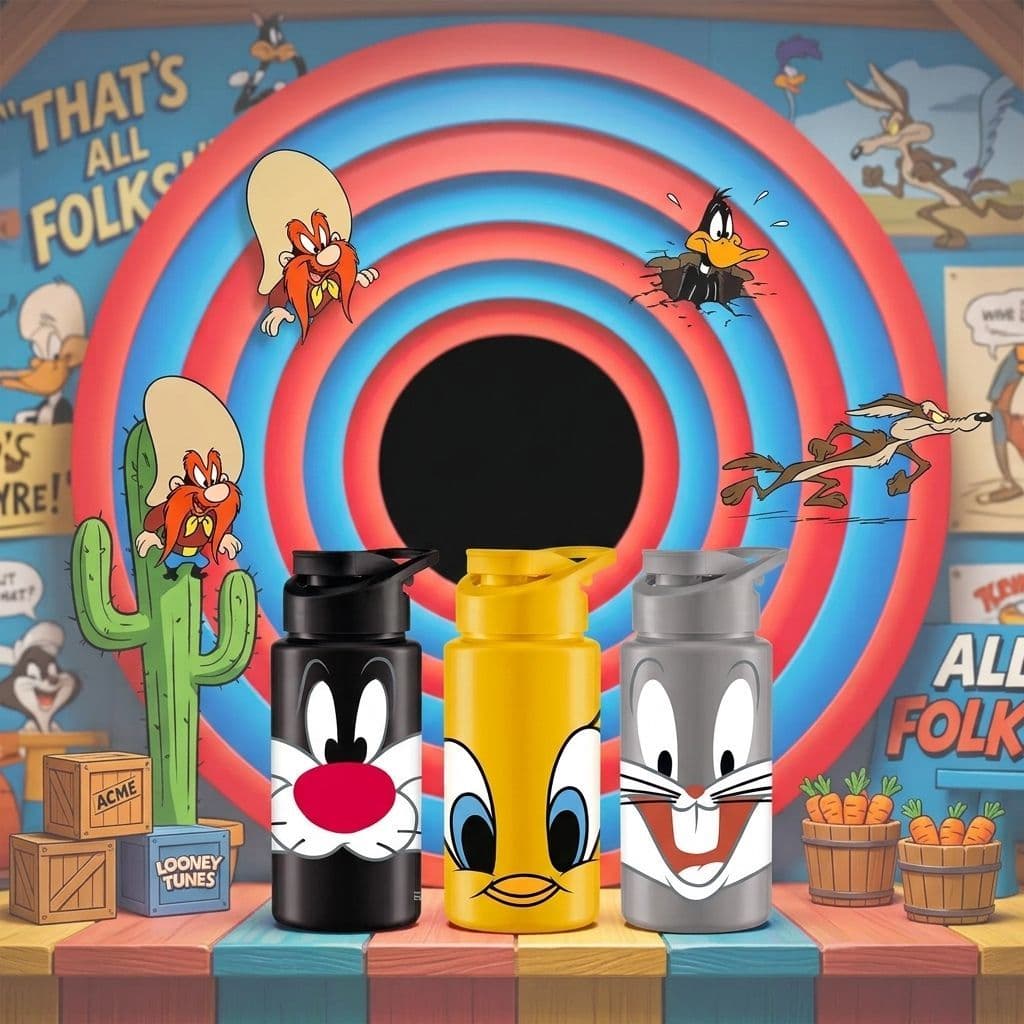 Garrafa Squeeze Looney Tunes Piu-Piu Frajola Pernalonga 500ml Lancheira Academia Escola Creche