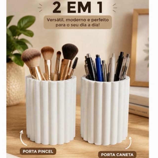 Porta Canetas, Porta Pincéis, 10x10cm Organizador de Mesa, Escritório, Banheiro e Penteadeira