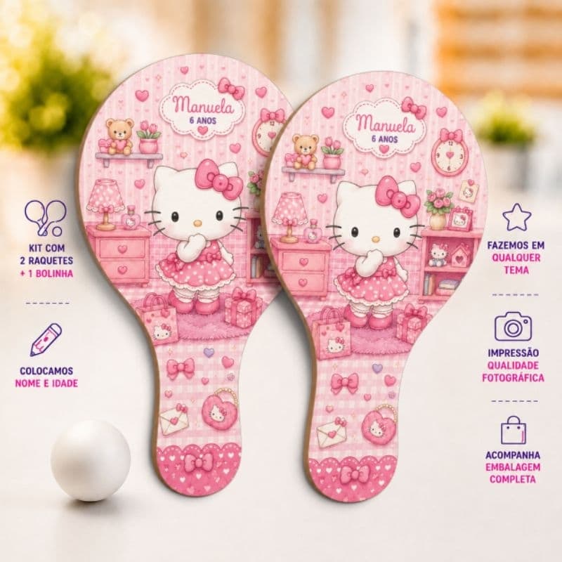 Lembrancinha Hello Kitty Ping Pong Personalizados Festa Infantil Aniversário