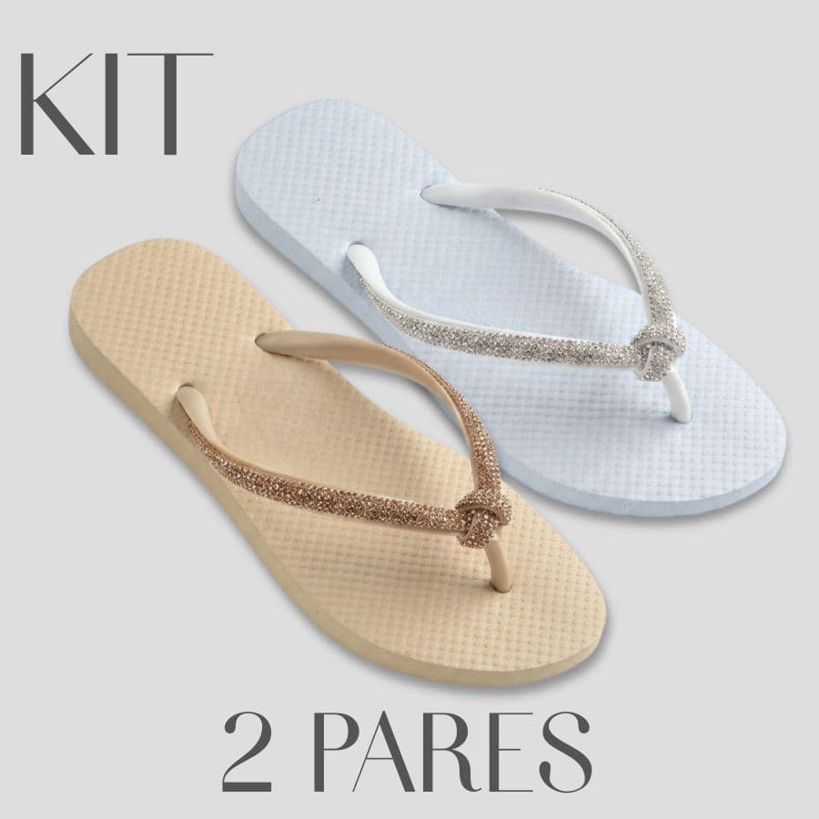 2 Pares Chinelo Strass kit Chinelos Feminino Personalizado Dia a Dia Sandália Elegante Brilhante