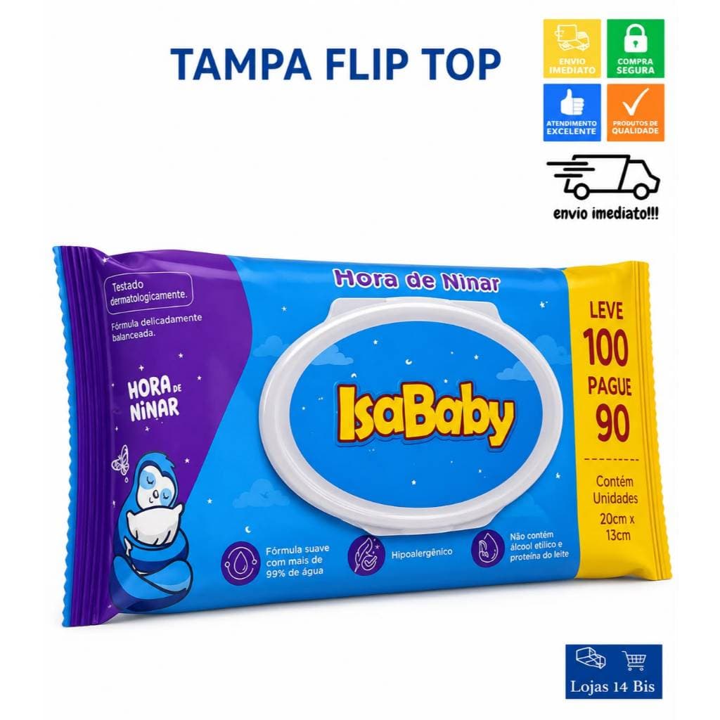 Toalhas Umedecidas Lencinho Hora De Ninar Com 100un. Isababy PROMOÇÃO