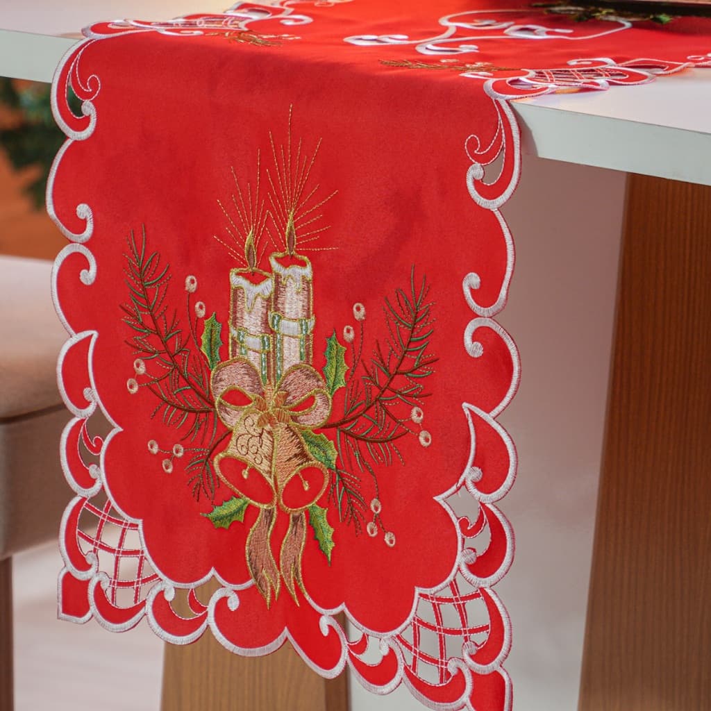 Trilho de Mesa Natalino Bordado Tessi Decoração de Natal Mesa Posta