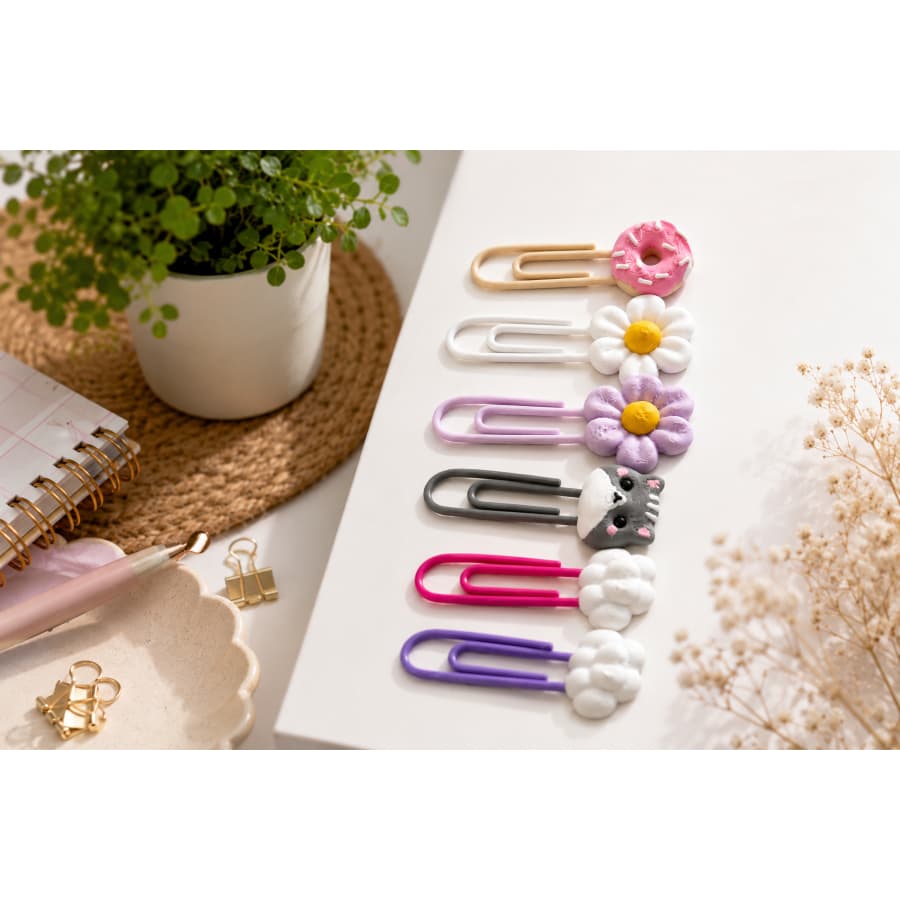 Clip Marcador de Página Decorativo para Livros – Marca Página Fofo Criativo Donut Flor Nuvem Gatinho 10un 20un 50unun