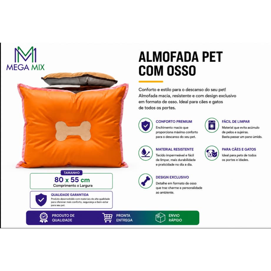 Cama Pet Impermeável GG, 80X55CM  Cores Variadas