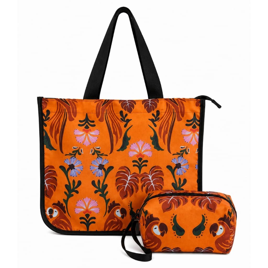 Kit Sacola Bolsa Totte + Necessaire Estojo Maquiagem Estampado Sacola Praia Verão Envio Imediato