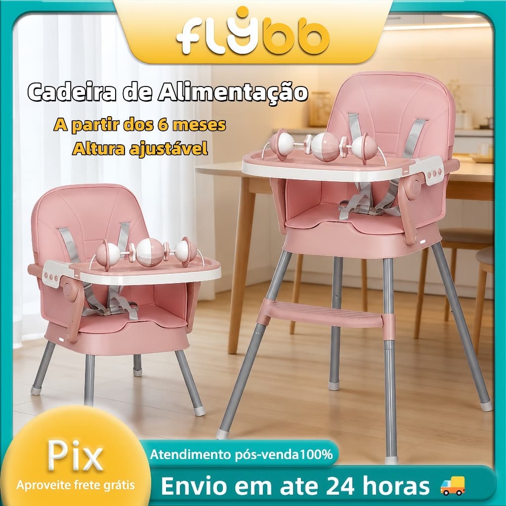 Cadeira de Alimentação Dobrável e Desmontável para Bebê, Cadeirão Infantil Segurol