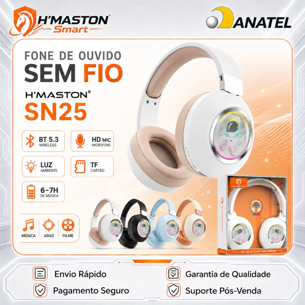 H'Maston SN25 Headphone Sem Fio Fone Headset Gamer Fone Gamer Fone De Ouvido Headphone Headphone Sem Fio Bluetooth