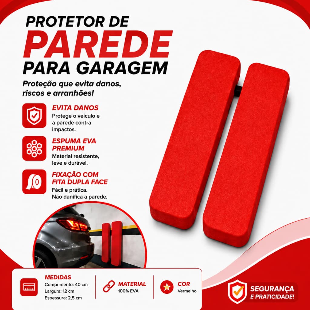 Kit 2 Batente Eva Protetor Garagem Parachoque Barato - 30cm x 8cm x 30mm.