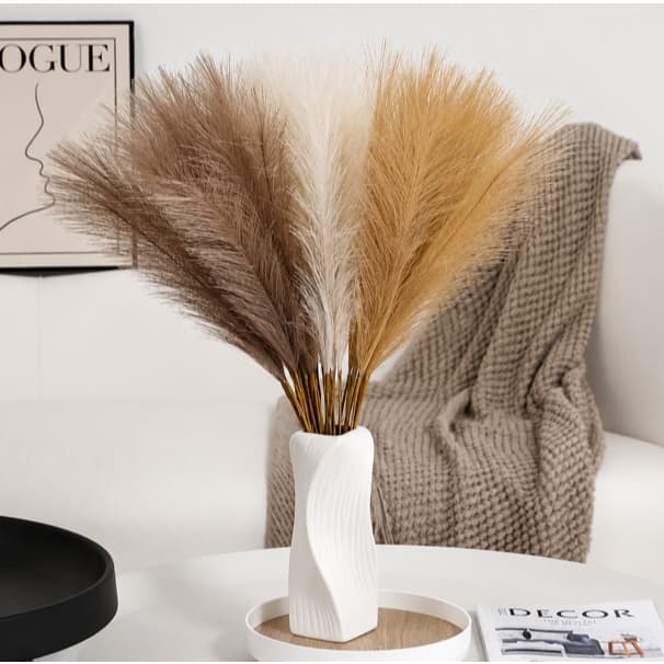 Buquê Haste de Capim dos Pampas 66cm Artificial Decoração Ramos de Pampas