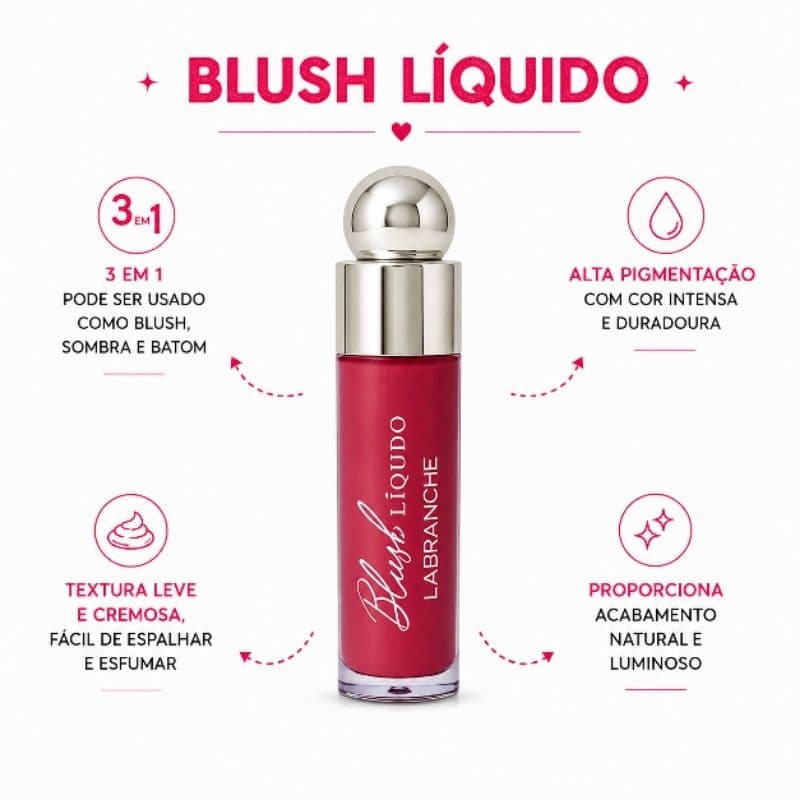Blush Líquido LaBranche Alta Pigmentação Efeito Natural Fácil de Esfumar