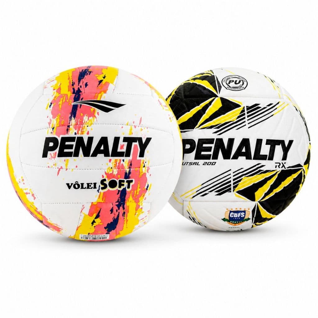 Kit Bola Vôlei Soft e Bola Futsal RX 200 Sub 12 13