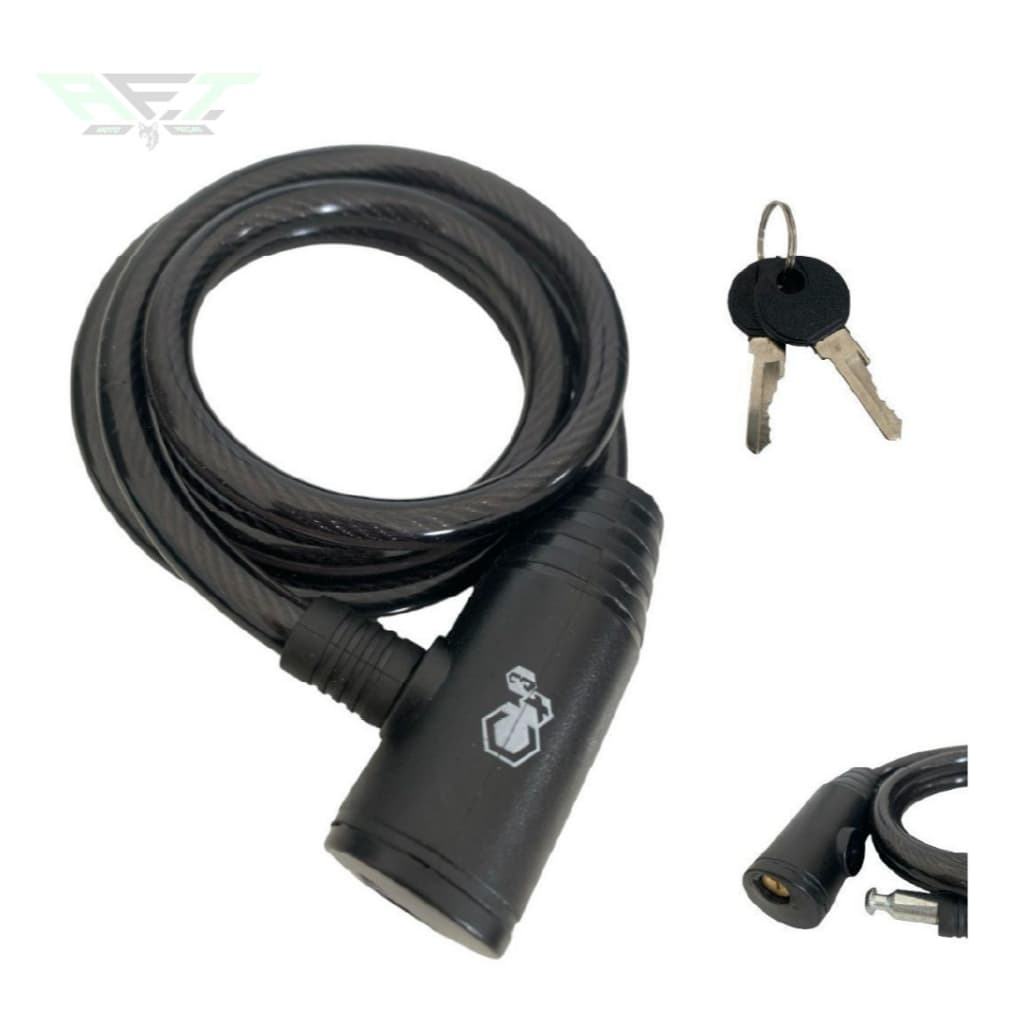 Trava Cabo De Aço 1,20m Cadeado Segurança Bike Moto Com Chave Espiral Anti-Roubo Com suporte