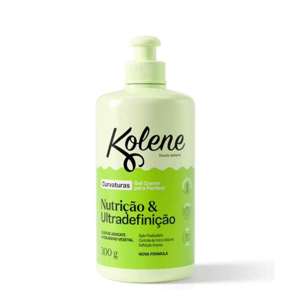 Creme de Pentear Gel Creme Kolene Curvaturas 300g Definição e Nutrição Cabelos Cacheados Crespos Anti Frizz