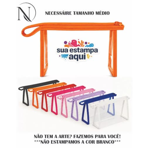 Kit 150 Necessaire Estojo M Personalizado Plástico Transparente Eventos Lembrança Aniversário Empresa