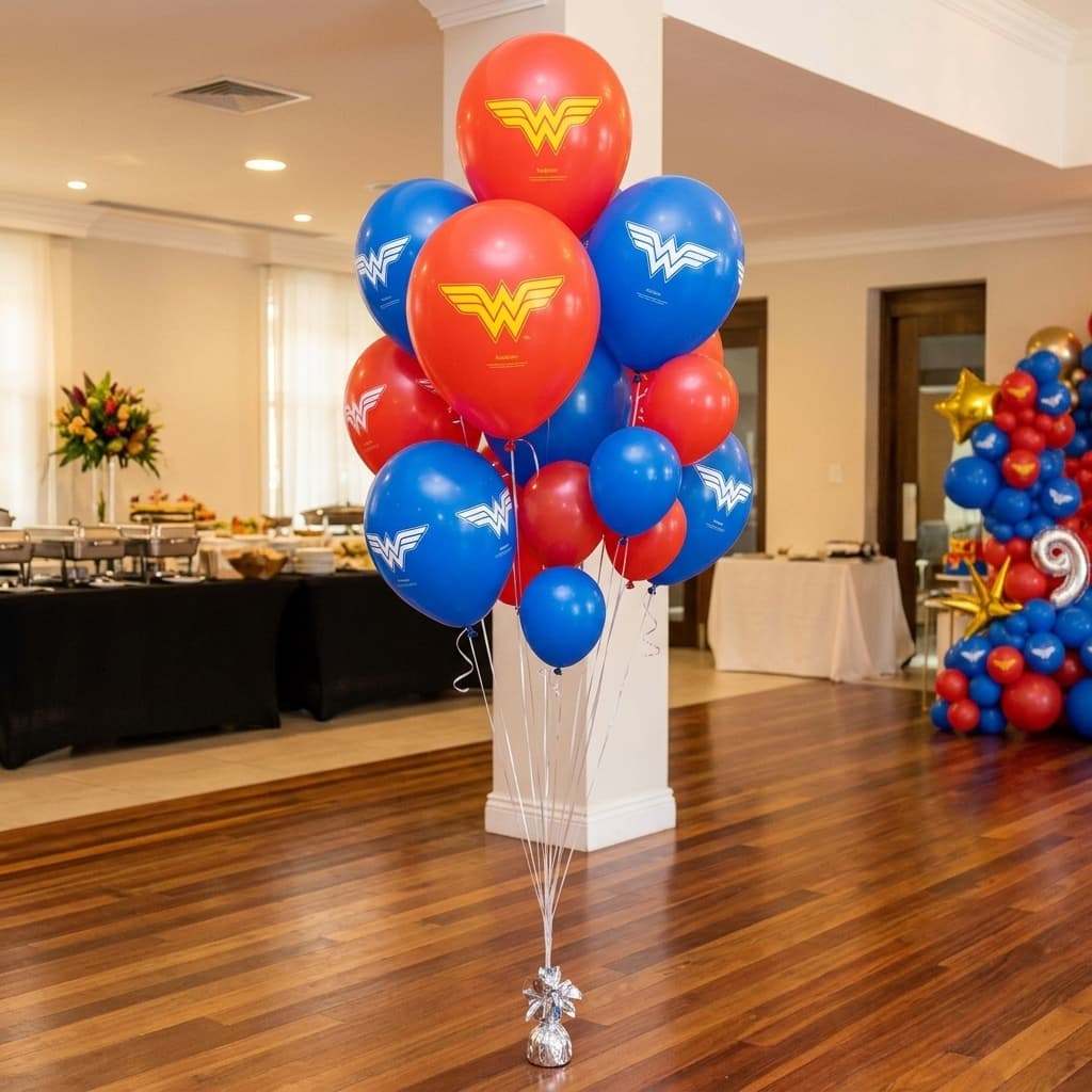Pacote 25 Balões Bexigas Mulher Maravilha N9 Festcolor Flutua Com Gás Hélio Festa Infantil