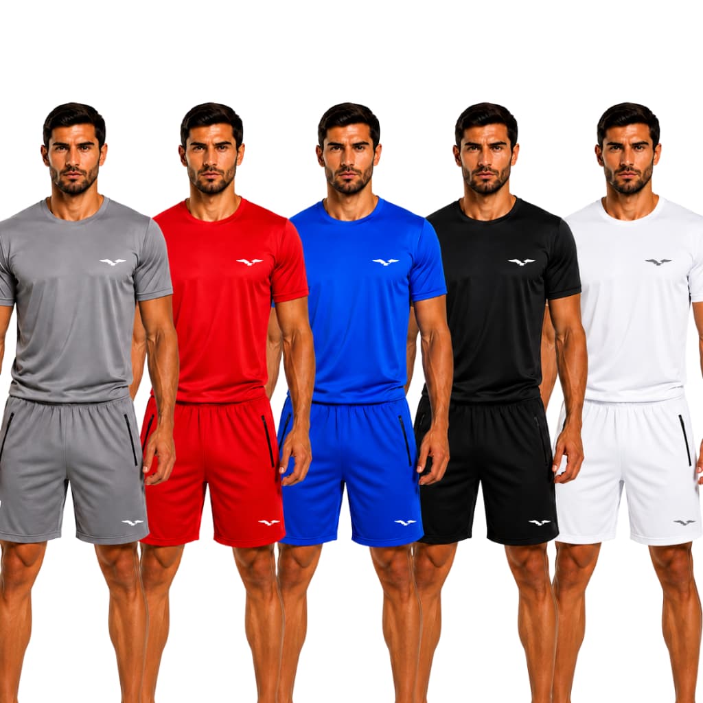 Conjunto Masculino Camisa Dry Fit e Short Esportivo com Bolsos de Zíper Academia Corrida Treino Fitness