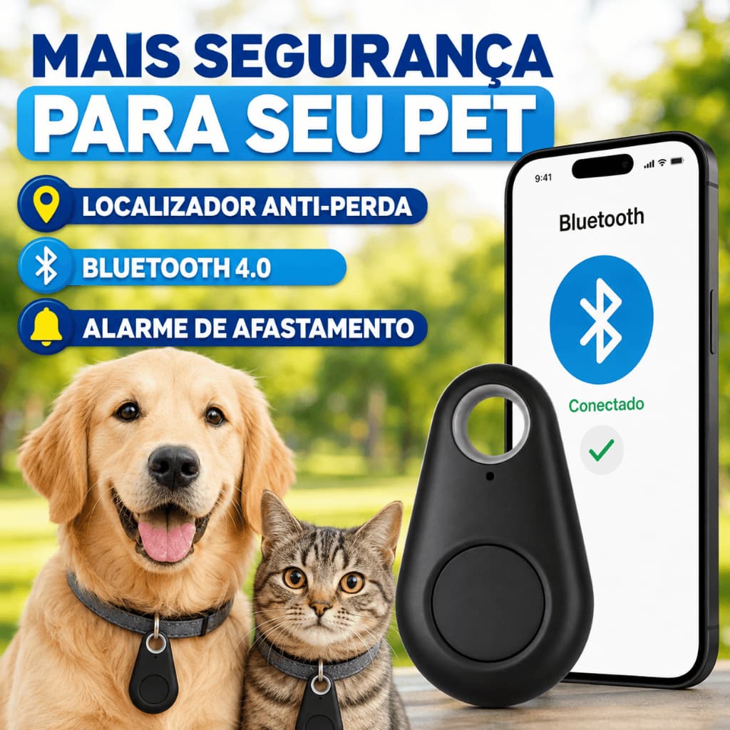 Rastreador Bluetooth para Coleira Pet Localizador Anti-Perda para Cães e Gatos Cores Sortidas