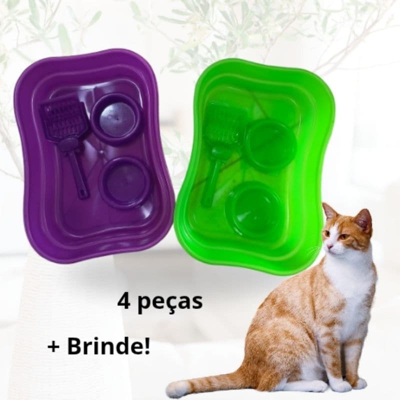 Banheiro sanitário para gatos kit com 4 peças