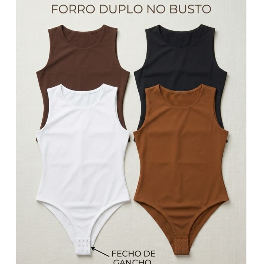Body Feminino Regata Gola Redonda Basico Dia a Dia Moda Verão Suplex
