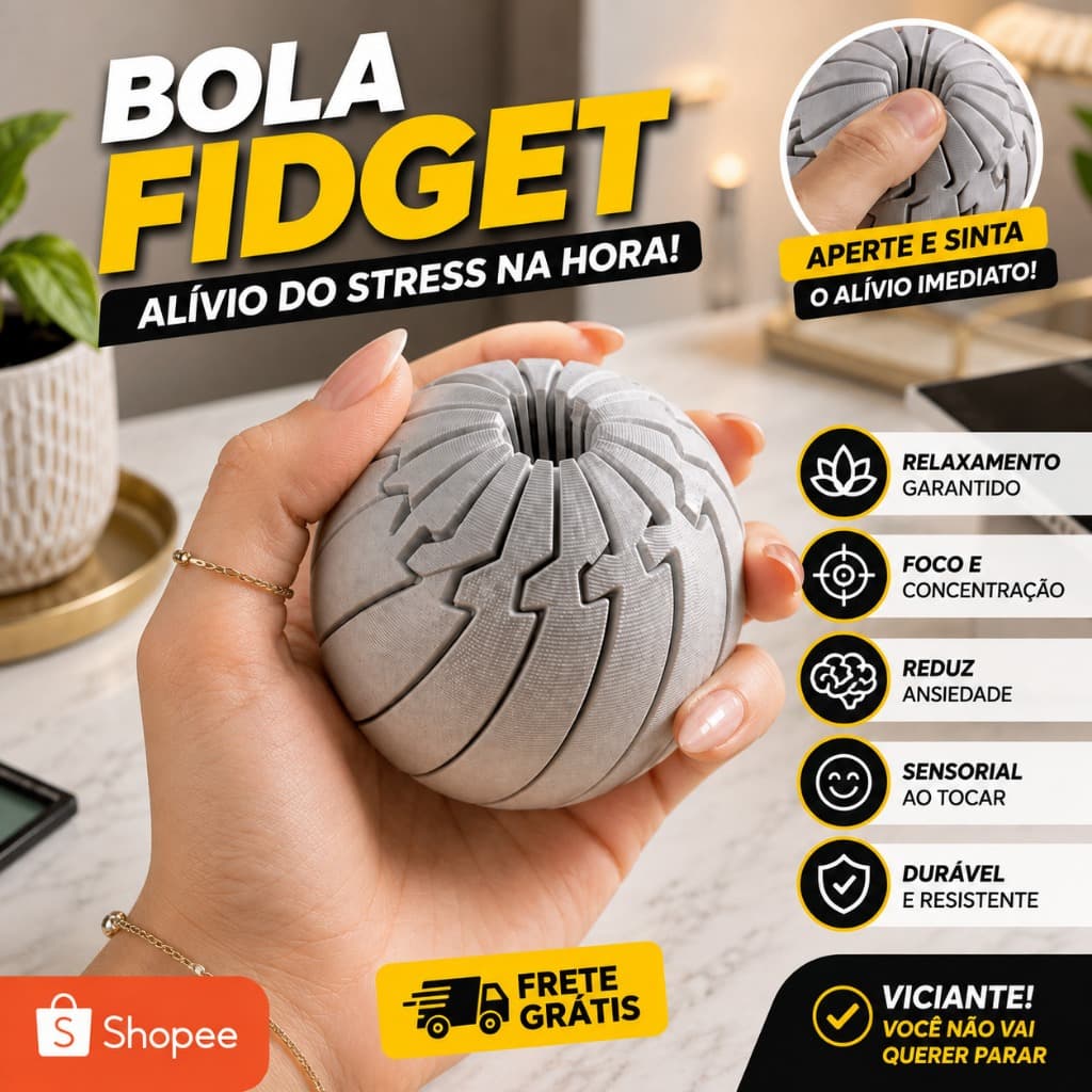 Bola Fidget BIG l Anti Estresse Sensorial | Brinquedo Relaxante Ansiedade TDAH | Fidget Toy Adulto e Infantil