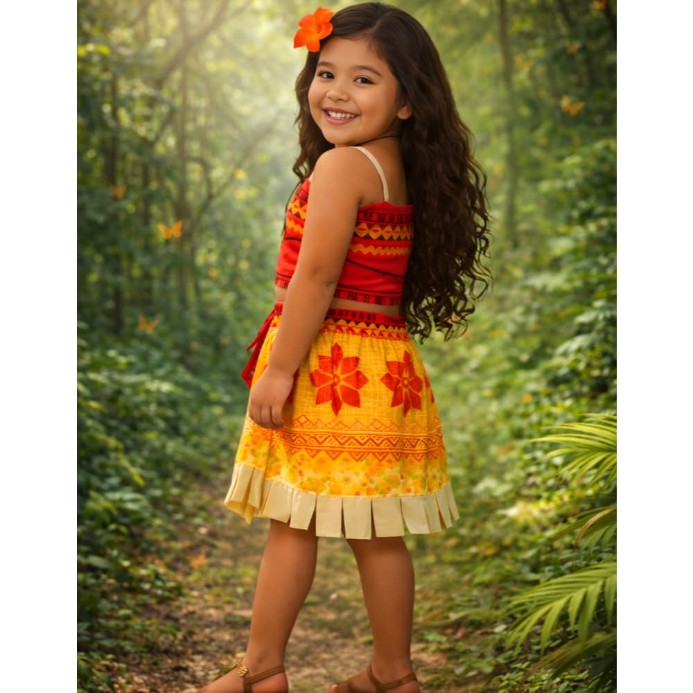 Fantasia Moana infantil saia blusa e colar