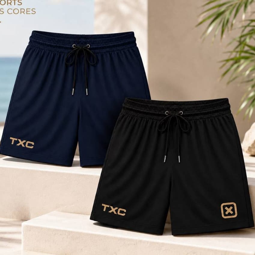 Kit 2 Shorts Masculinos Tactel Estampado Secagem Rápida com Bolsos Cordão Ajustável Casual Praia Academia