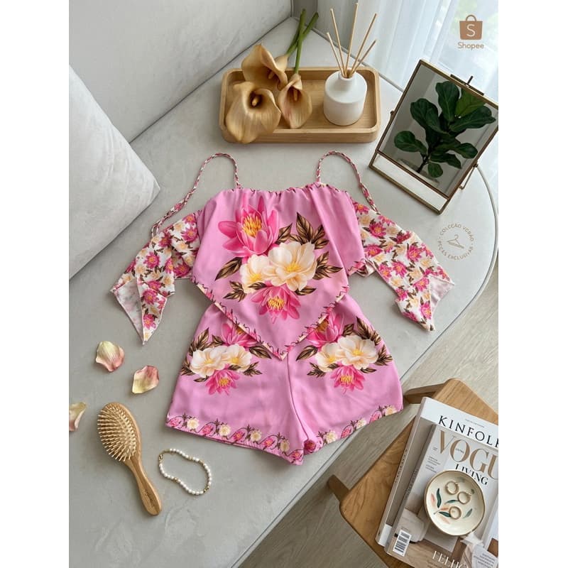 conjunto estampado feminino lenço conjunto verão tendência duas peça short cintura alta com Cropped lenço
