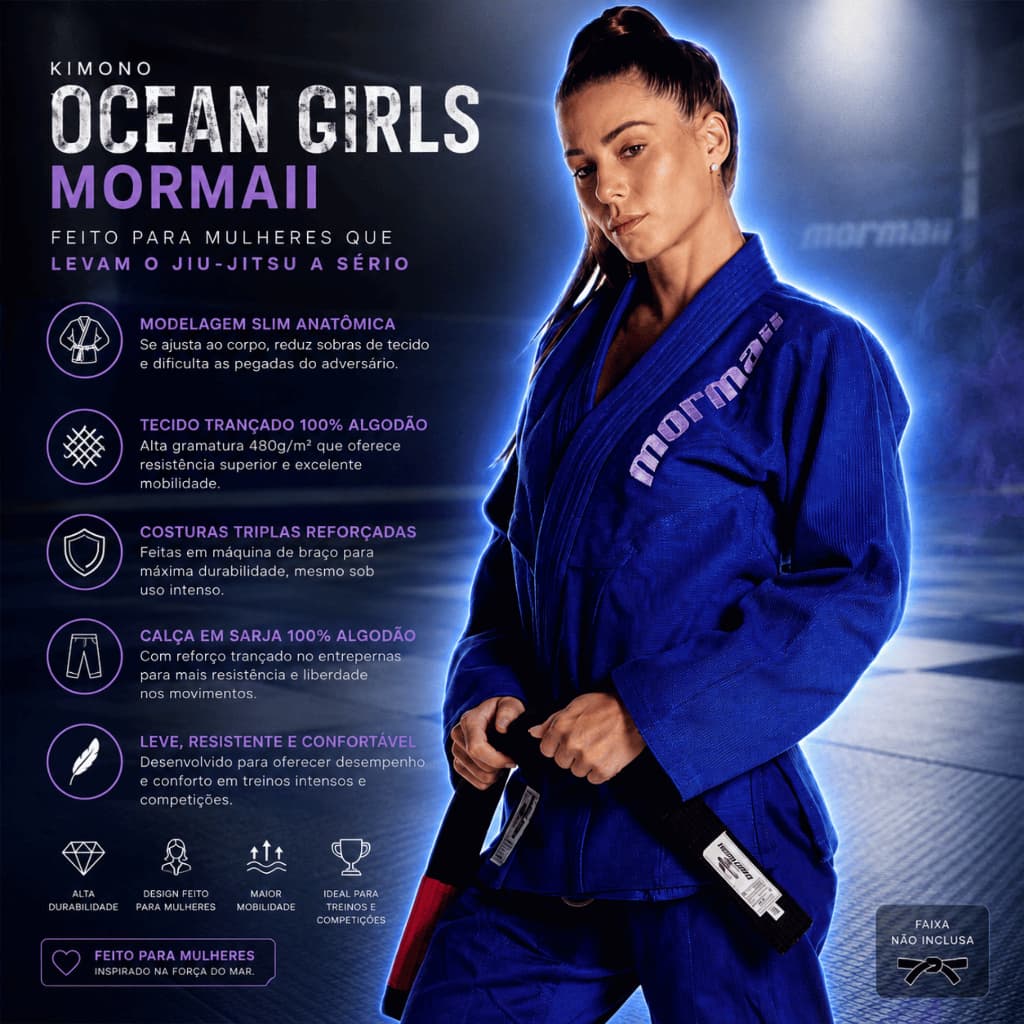Kimono Azul Jiu Jitsu Feminino Ocean - Mormaii