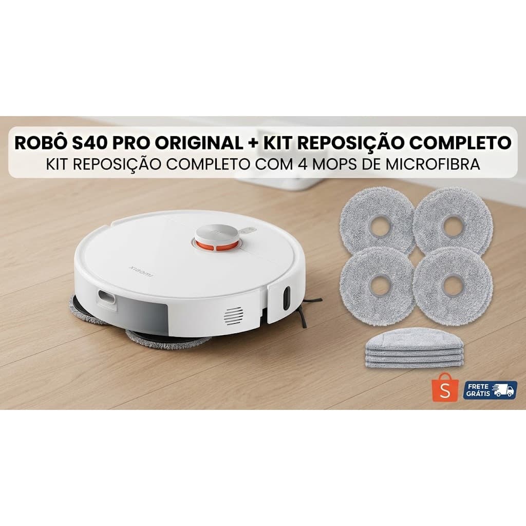 aspirador robo s40 pro bivolt modelo 2026 + KIT Reposicao completo com 4 mops