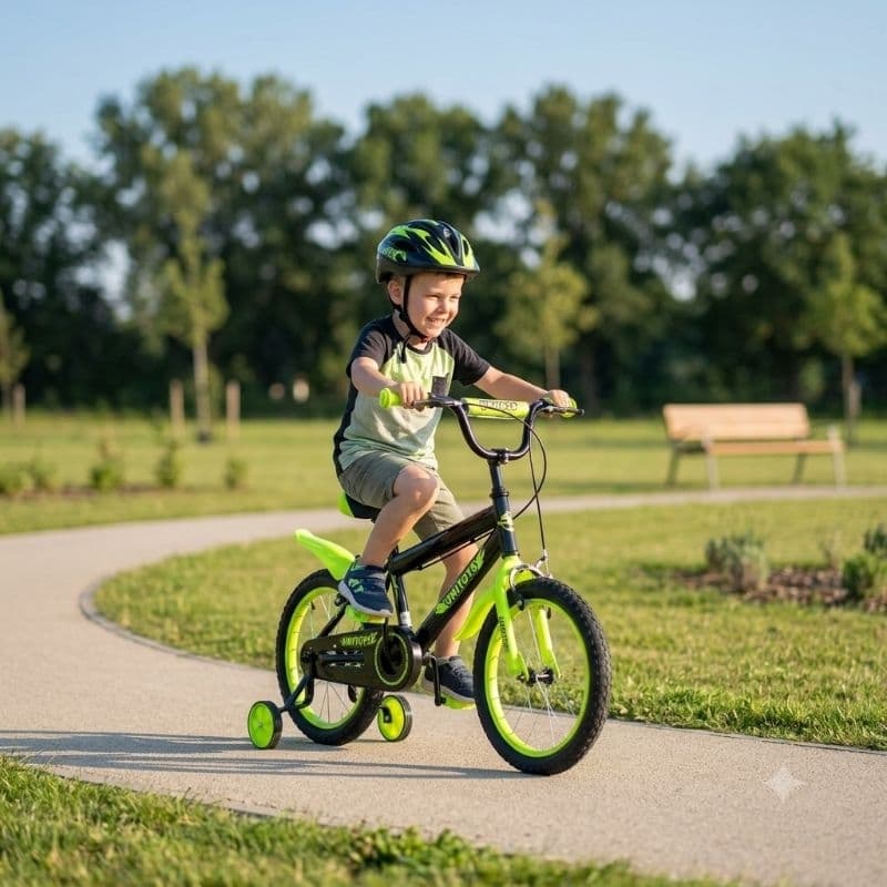 Bicicleta Infantil Aro16 Grafite Verde Design Moderno Segurança Conforto Alta Qualidade