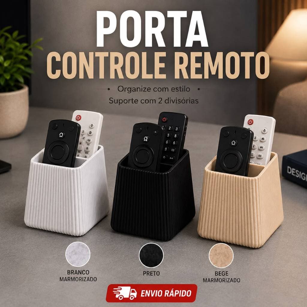 Porta Controle Remoto Organizador 2 Divisórias Suporte Controle Sala Moderno Organizador