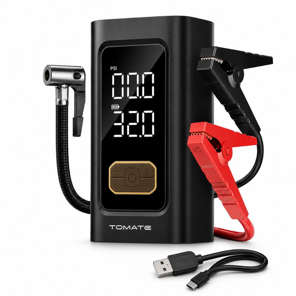 Bomba de Ar Portátil 150 PSI Auxiliar de Partida Tomate MXB-D003 Calibrador Digital Power Bank