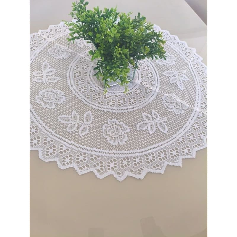 Toalha de Chá / Centro de Mesa REDONDA 70cm e QUADRADA 80cm,X,80cm de Renda Floral - Decoração Cozinha batato