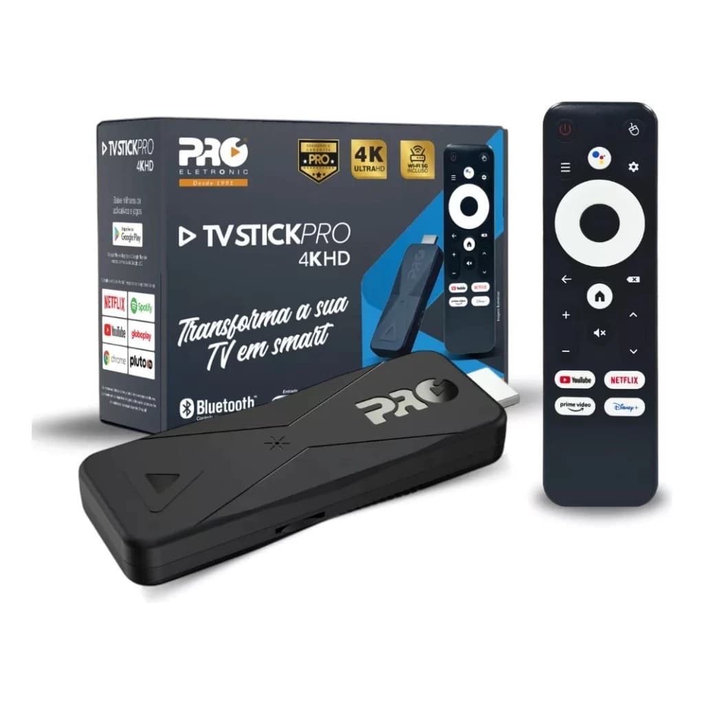 Stick Pro 4k TV HD Bluetooth Wi-fi 5ghz 2gb/16gb Comando Voz Proeletronic
