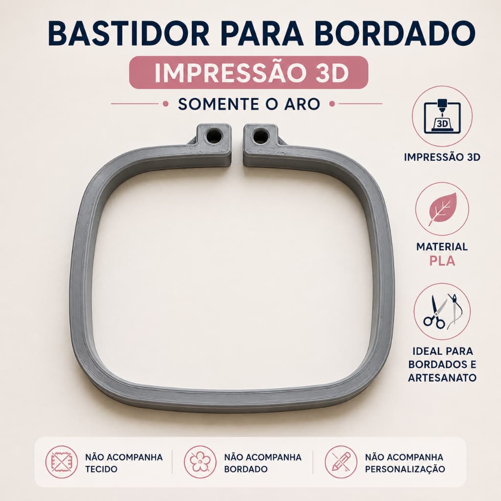 Bastidor para Bordado até 10cm em PLA | Aro Impresso em 3D para bordado a máquina brother