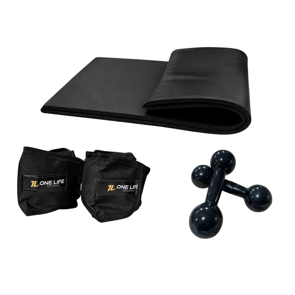 Kit Treino Funcional com Caneleira 2 Kg e Halter 2 Kg + Colchonete Uso Doméstico Pesos para Academia
