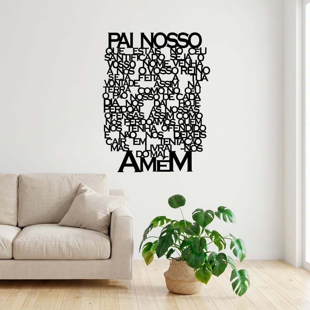 Quadro Pai Nosso em MDF Preto – Quadro Oração  Painel Decorativo Parede Sala Quarto Escritório Religioso Moderno
