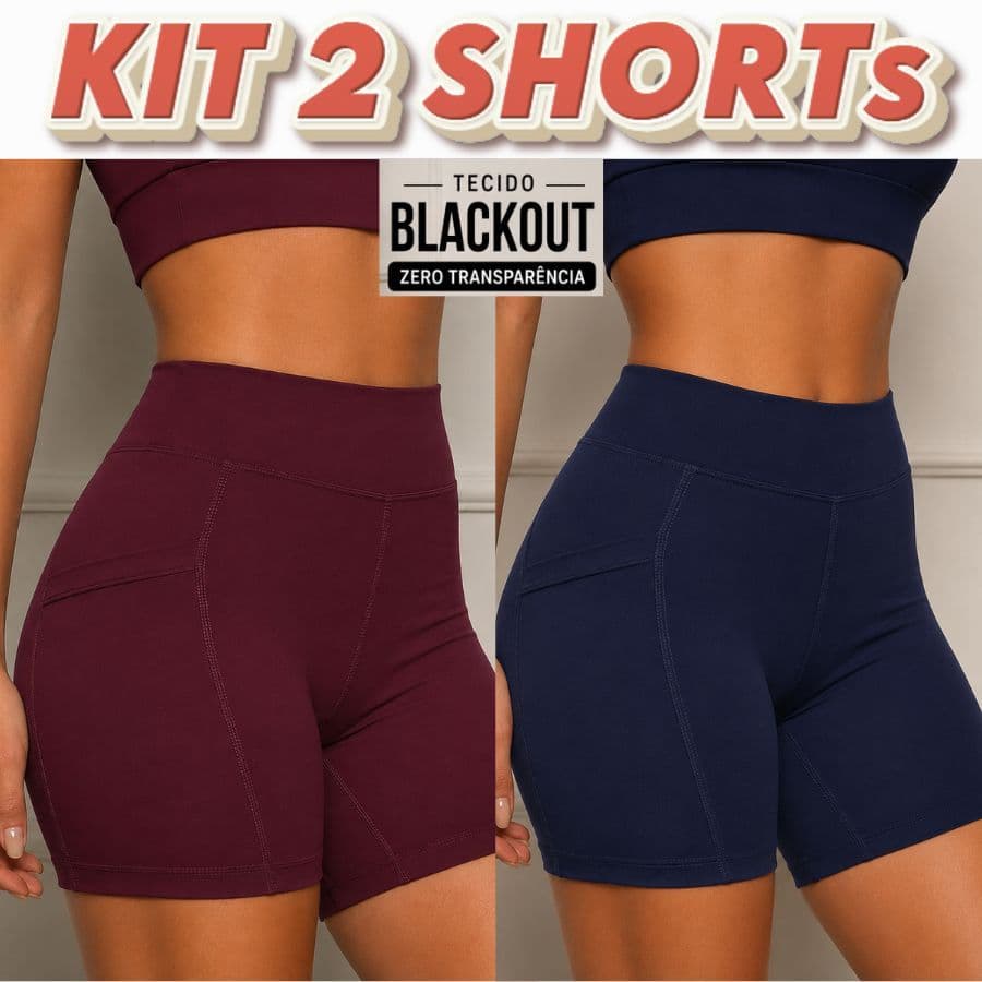 KIT 2 Short Feminino Liso com Bolso Pra Celular/Chaves Ideal pra Treino Corrida Caminhada Tecido Suplex Premium